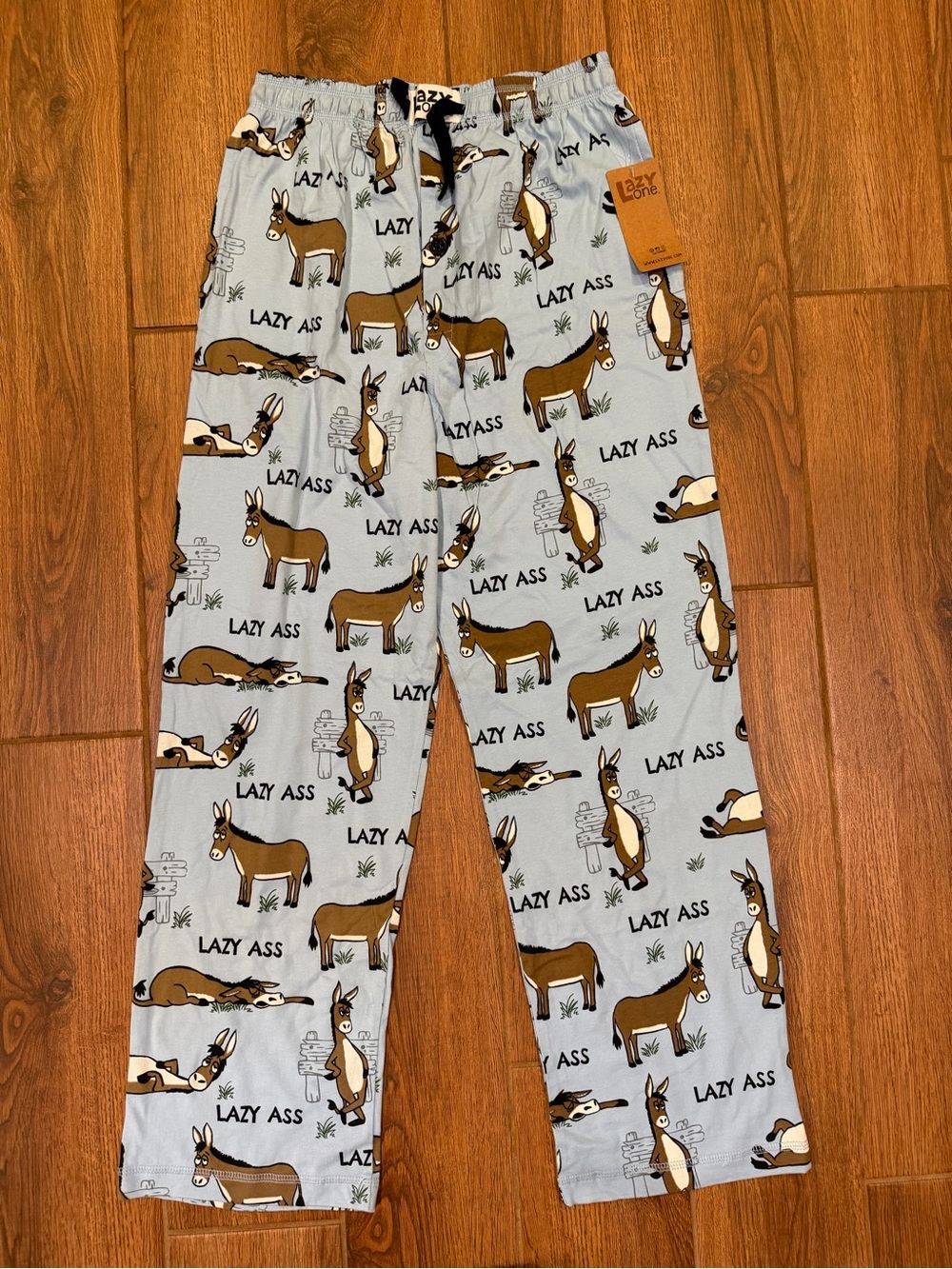 Lazy One Light Blue lazy ass Donkey Print men’s  Pajama Pants / small